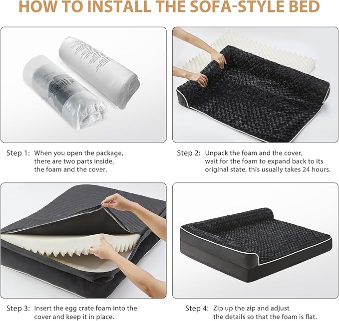 BFPETHOME Orthopedic Dog Beds for Large Dogs-Waterproof Sofa Pet Bed with Removable Washable Cover,Big Dog Bed with Waterproof Lining and Nonskid Bottom,Pet Bed for Large Dogs