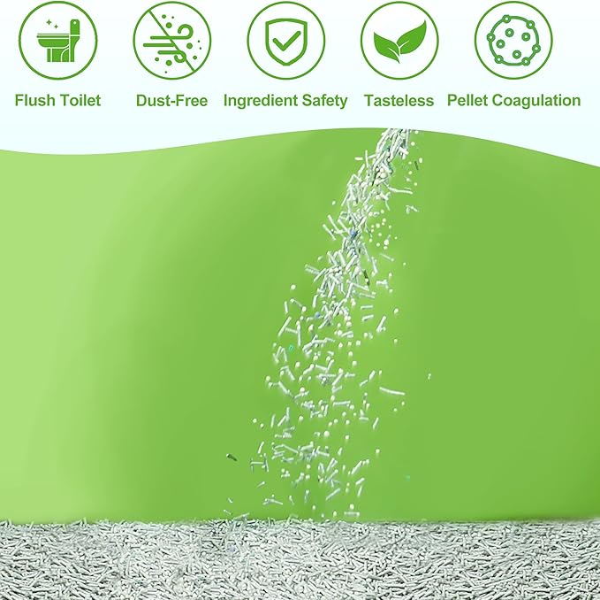 Vealind Cat Litter Fast Clumping Tofu Cats Litter, Flushable Ultra Absorbent 5 in 1 Dust-Free Flushable Odor Free Activiated Carbon Litter Pellets Unscented (4 PACK-32 Pounds)