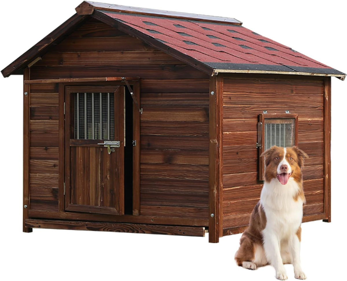 Waterproof Dog Houses for Large Dogs Outside with Door and Window, Luxury Dog House Outdoor, Sturdy Pet House for All Seasons and All Weather, 5XL