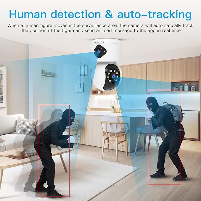 VSTARCAM 1080P Camera Dual-LensI, Pet Baby Monitor,360° Security Camera Indoor with Siren & Spotlight, Motion Detection, 2-Way Talk, Color Night Vision 005