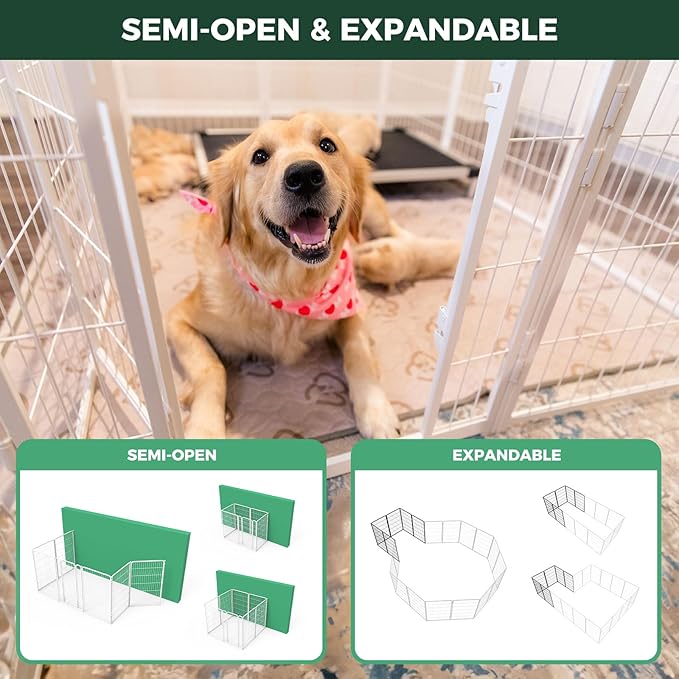 FXW Homeplus Unleashed Indoor Dog Playpen - Stress-Free and Safe Play, Heavy Duty 24 Inch 12 Panels Dog Pen for Puppy and Small Dogs, White│Patented