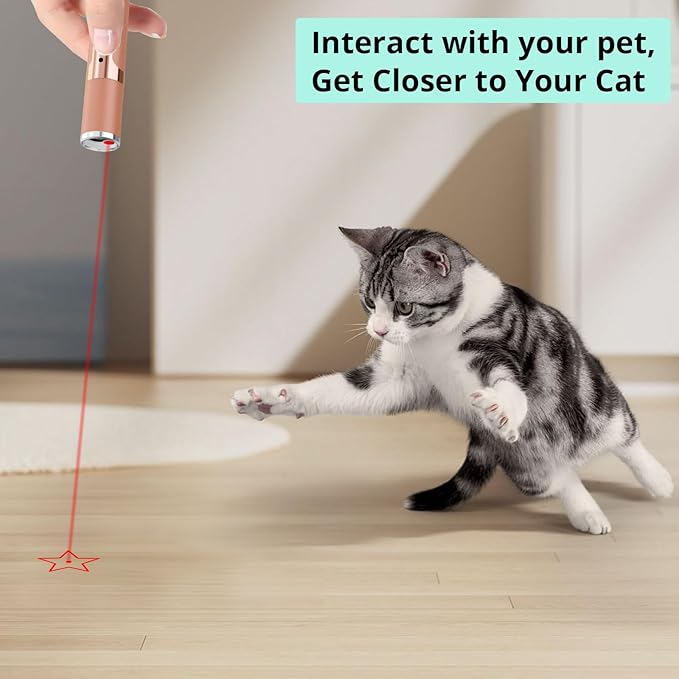 TBTeek Cat Toys for Indoor Cats, 2 Pieces, Rechargeable, 7 Adjustable Patterns, Interactive Kitten Pet Dog Red Dot Chase Light Toy for Cats Fun Playing Exercise(Rose Gold)