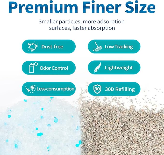 Made4Pets Cat Litter Crystals, Non Clumping Cat Litter Odor Control Kitty Litter Non Clumping No scooping Low Dust, Low Tracking, Lightweight, Dehydrates Waste,Cologne– 8.6 lbs (2 x 4.3 lb Packs)