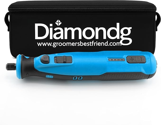 Diamondg Cordless Dog Nail Grinder with Quiet Sound & LED Tip for Large & Small Dogs, 4hrs. Runtime - Electric Dog Nail Trimmer, Heavy Duty Rotary Tool Alternative to Toenail Clippers & Filers