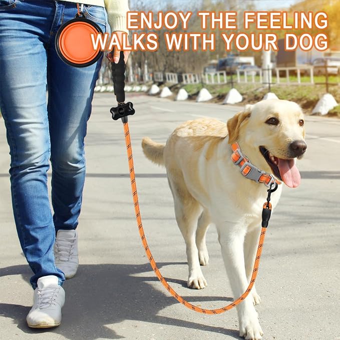 BARKBAY Dog Leashes for Large Dogs Heavy Duty Dog Leash 4/5/6 FT with Comfortable Padded Handle and Highly Reflective Threads for Medium Large Dogs Walking Training Running (5FT-1/2'',Orange)