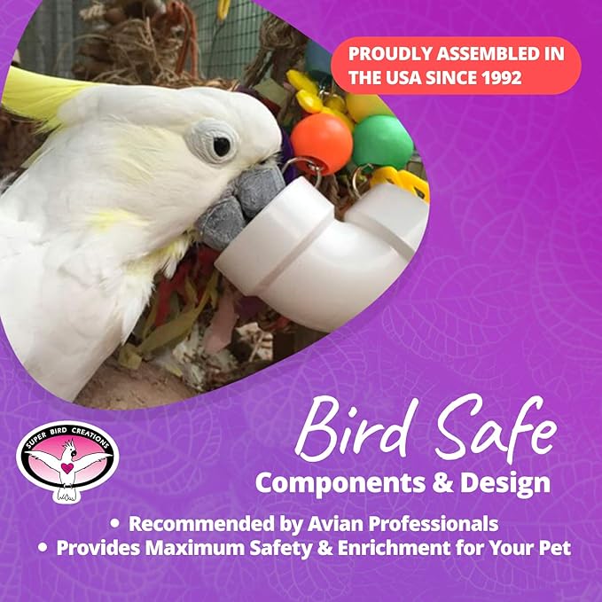 Super Bird Creations SB751 PVC Forager Bird Toy, Medium/Large Bird Size, 3” x 5” x 8”