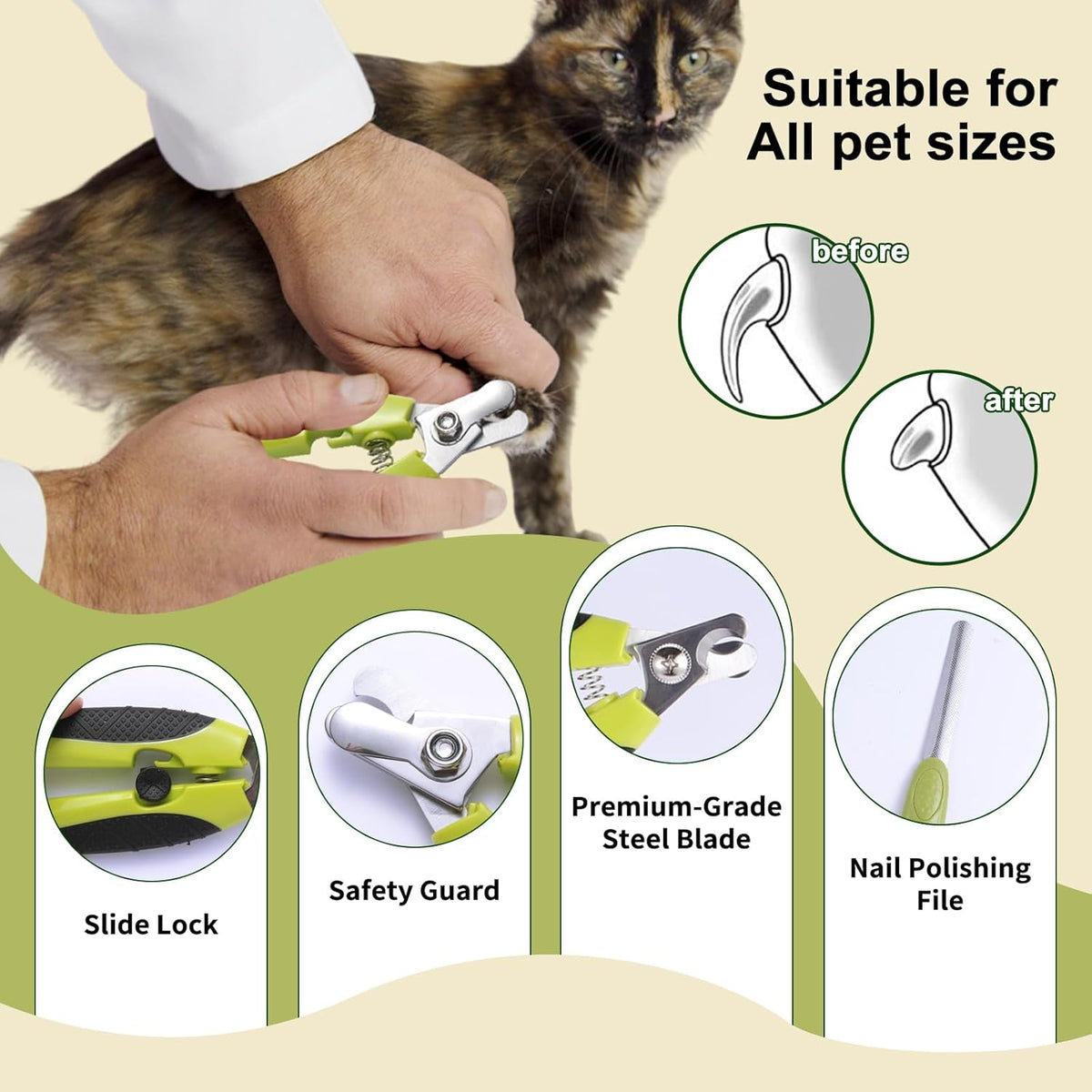 6 PCS Dog and Cat Grooming Kit, Versatile Tools Including Shedding Brush, Nail Clipper with Nail File, Slicker Brush, Dematting Comb