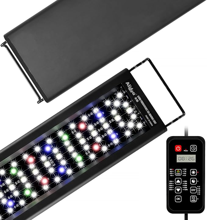 Advanced 7-Row LED Aquarium Light, Easy Setup Controller, Auto On Off Full Spectrum Fish Tank Light, 24/7 Lighting Cycle, 8 Colors, 10 Level Dimming, 20W for 12"-18" Freshwater Planted Tank