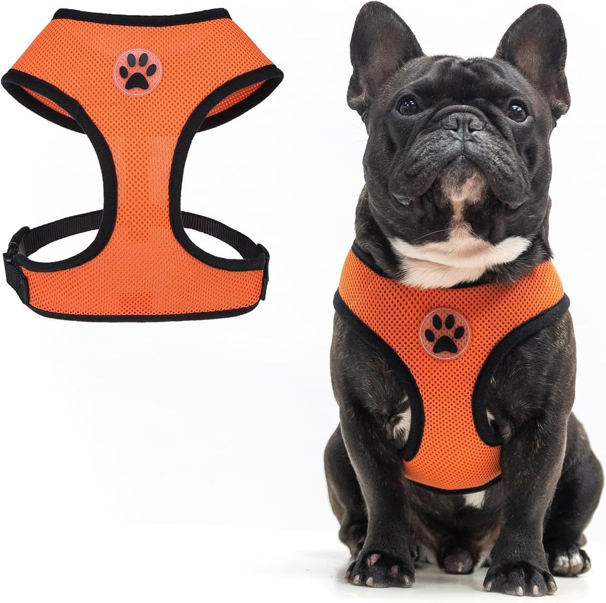 BINGPET No Pull Dog Harness,Soft Mesh Breathable All Weather Vest Harness,Safety Protection Design Durable Adjustable Step-in Easy Walk Dog Harness for Small Medium Large Dogs(Orange,XL)