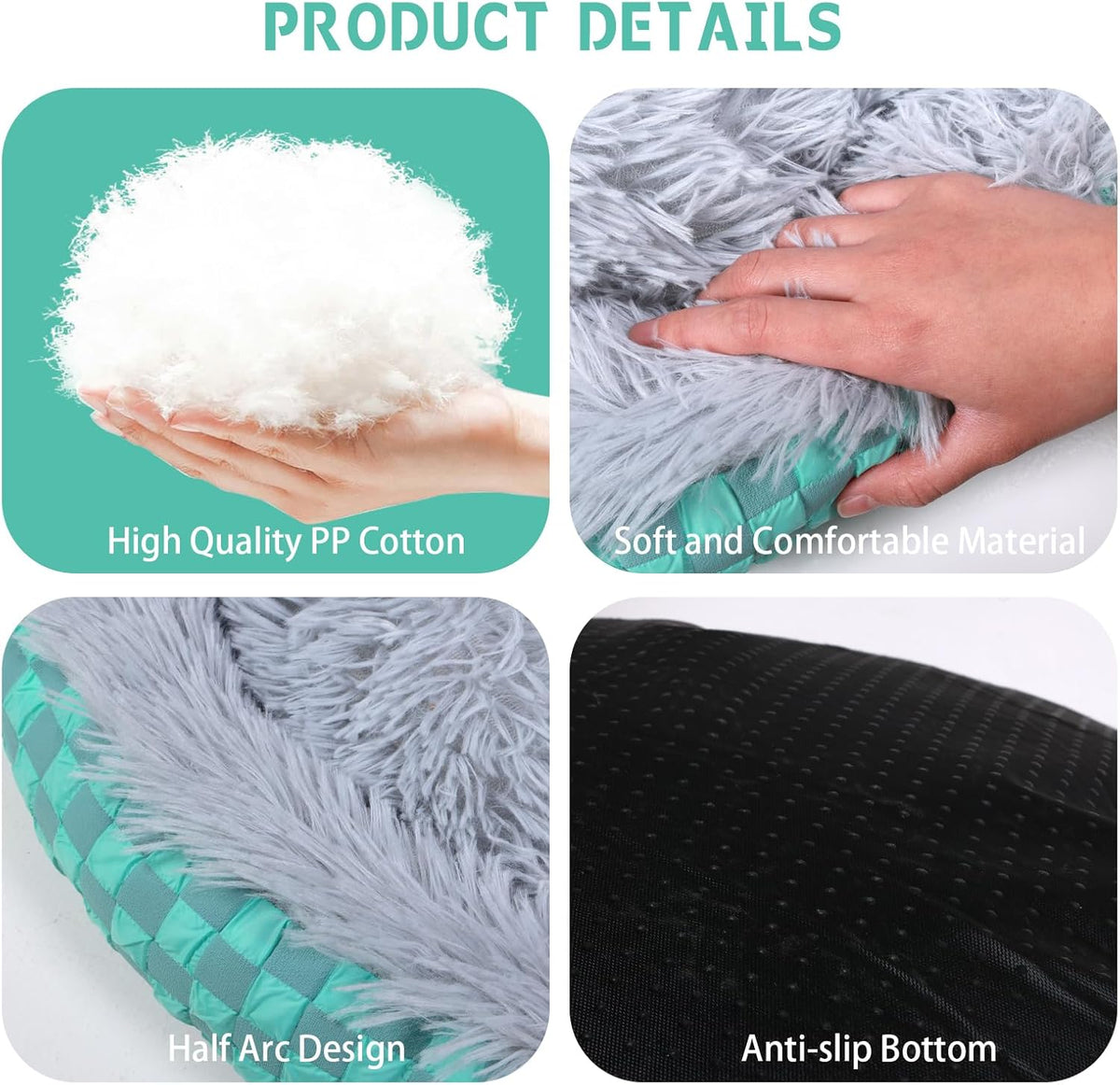 Cat Bed Hooded Plush Nest with Self-Warming Cozy Cave, Calming Anti-Anxiety Pet Bed for Indoor Cats & Small Dogs, Removable Washable Cover & Waterproof Bottom - Gray