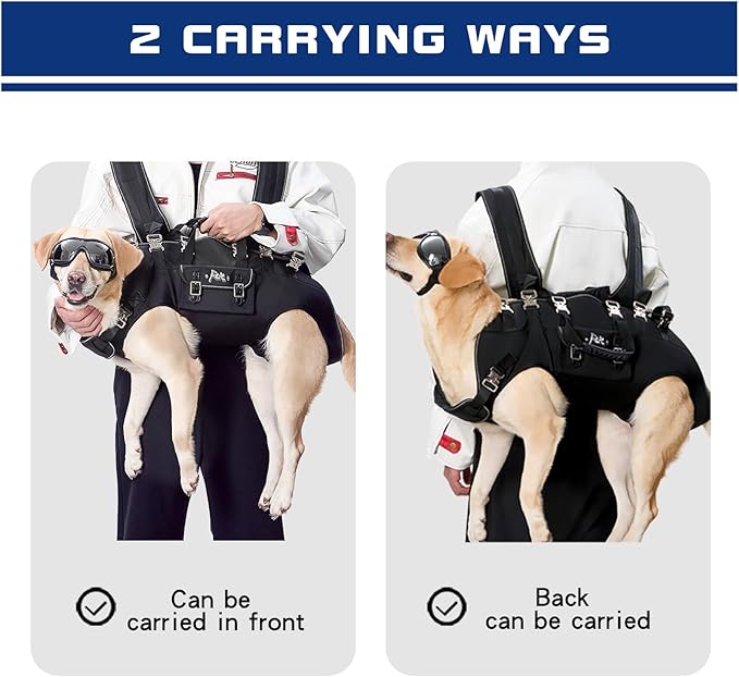 Dog Backpack Carrier - Spine-Friendly for Large Dogs(24-35lbs) Horizontal Design Dog Carrier with Adjustable Back Straps for Joint Injuries, Arthritis, Ideal for Stairs, Elderly Dogs(Size XL)