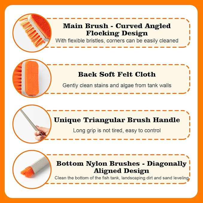 Small Fish Tank Cleaner Brush, Algae Scraper for Aquarium, Glass Aquarium Cleaning Tool, Fish Tank Cleaner Adapted for Glass and Acrylic Aquariums