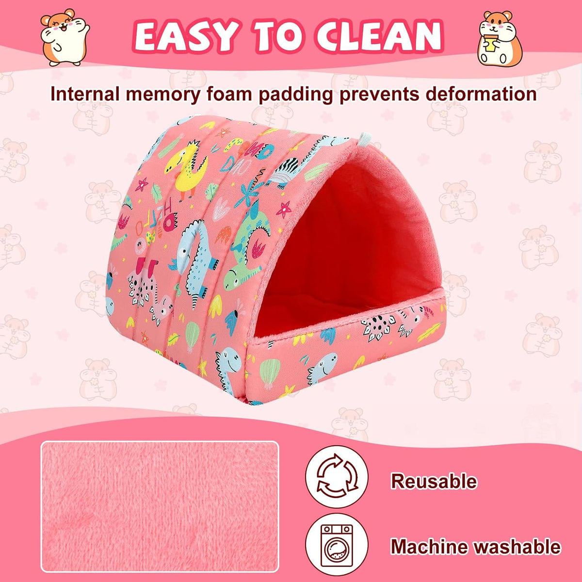UPINS Guinea Pig Bed, Guinea Pig Hideout Washable Small Animal House Cage Accessories for Dwarf Rabbits Chinchillas Hamsters Hedgehogs Ferrets Bearded Dragons and Rats