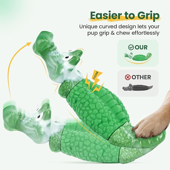 HGB Dog Toys for Aggressive Chewers, Squeaky Tough Indestructible Dog Toys for Large, Medium Breed to Keep Them Busy & Reduce Anxiety, Bacon Flavor