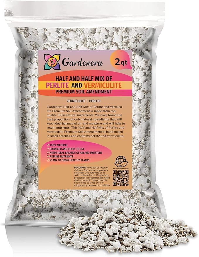 Gardenera Premium Soil Amendment - Enhance Plant Health with The Ideal Blend of Perlite and Vermiculite - 2 Quart