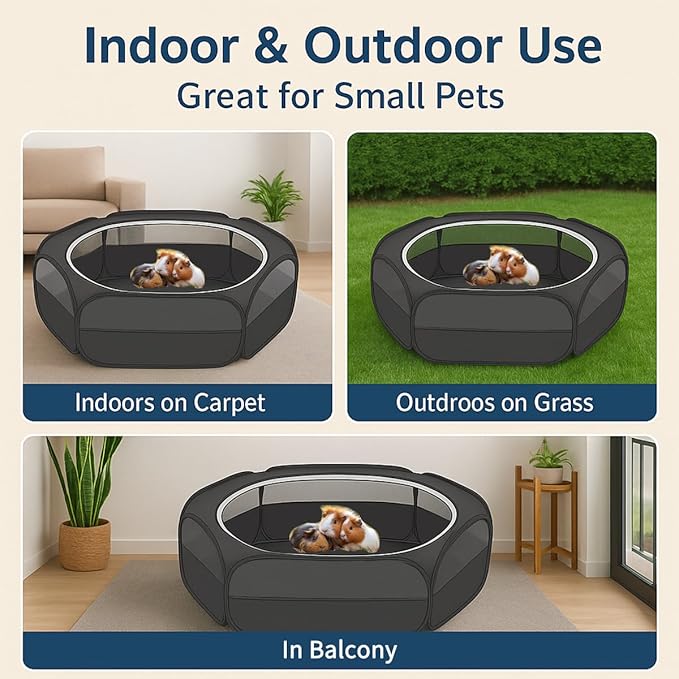 Amakunft 2 in 1 Small Animals Playpen with Pad Mat Rabbit Pop Up playpen Tent Portable Chick Brooder Box Indoor for Guinea Pig/Ferret/Chinchilla/Bearded Dragon/Kitten