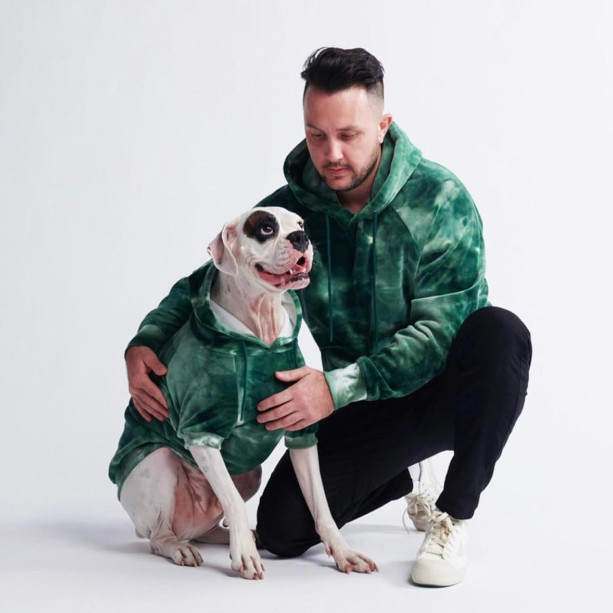 Spark Paws Dog Hoodie – Premium Dog Sweater for Small, Medium, and Large Dogs | Warm Outfits for French Bulldogs, Pitbull, Puppy, Winter Jacket Alternative - Green Skydye, 4XL