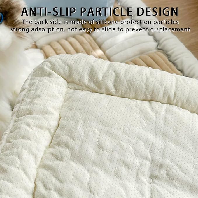 FunnyFuzzy Cream-Coloured Plaid Square Pet Mat Bed Couch Cover, Winter Thickened Dog Bed Cover Pet Blanket Sofa Couch Furniture Protector For Kids Dog Cat(Size:27.6*82.7 in,Color:Dark Brown)