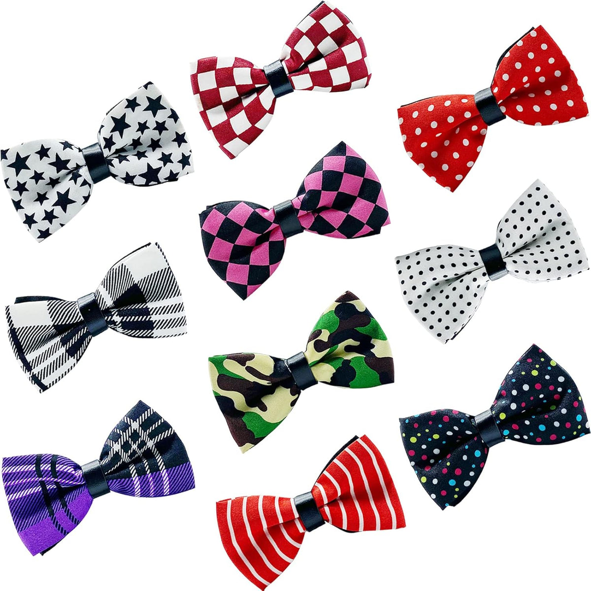 10 PCS Dogs Collar Elastic Attachment Bow Ties for Small Medium Large Pet/Cats Puppies Collar Charms Accessories Slides Bowties for Birthday Wedding Parties(Classic Medium)