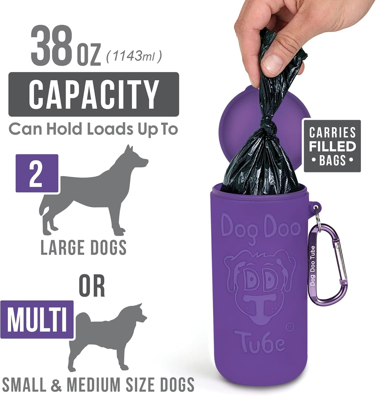 Dog Doo Tube Filled Dog Waste Bag Holders - Reusable Dog Poop Bag Tubes Designed to Keep in Odors and Germs