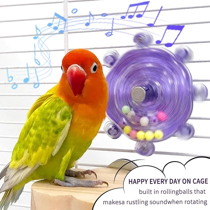 Parakeet Toys, Small Parrot Rotating Interactive Training Toys, Parrot Cage Bird Toy Accessories, Budgies, Cockatiels, Lorikeets, Love Birds, Parakeet Educational Interactive Supplies (Yellow)