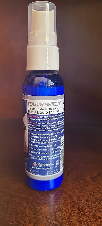 Tough Shield Silver Liquid Bandage, 2 Pack, Spray on Bandage with Silver Hydrosol for Pets and Small Animals, 2oz First Aid Sprays for Dogs, Cats - Soothes, Seals, and Protects