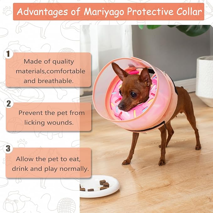 Inflatable Dog Cone Collar with Enhanced Anti-Licking, Soft Neck Donut for Dogs Cats, Recovery Pet Cone Collar After Surgery for Large Medium Small Dogs (Donut Pink2, Small)