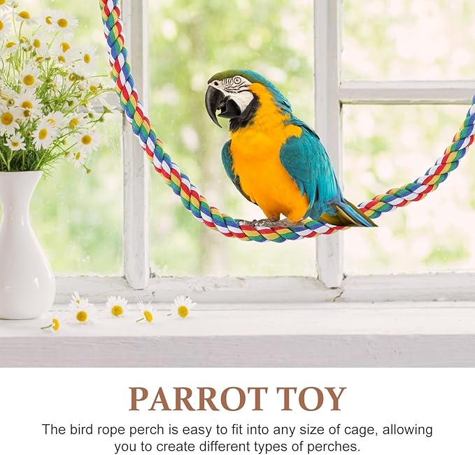 iplusmile Bird Rope Perches Toys for Parrots, Birdcage Spiral Swing Bungee Colorful Rope Toy for Parrots, Cockatiels, Parakeets, Budgie Cages Accessories (40inch)