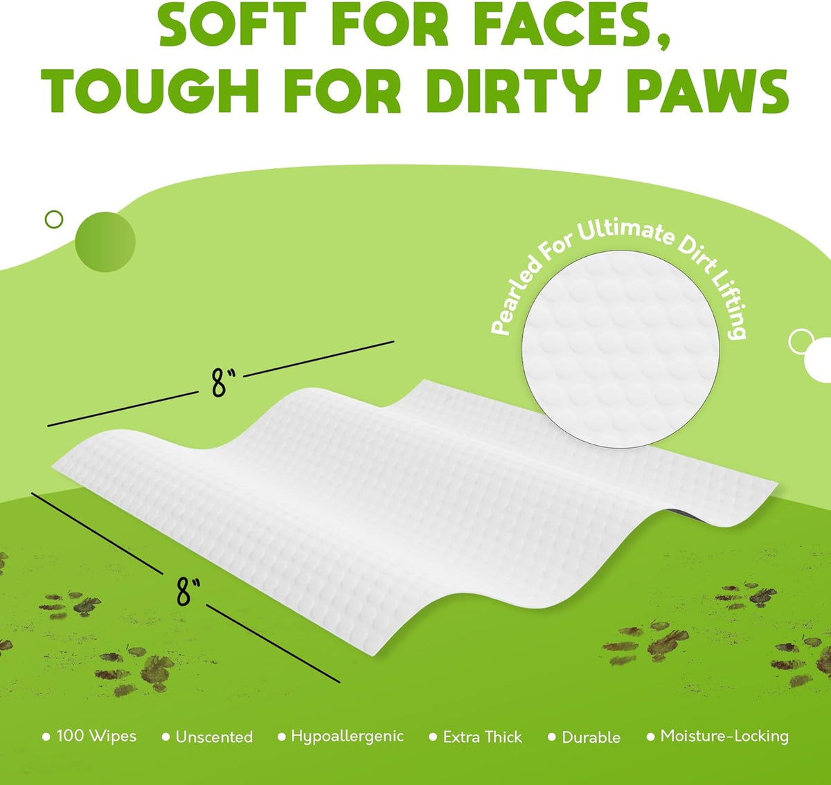 Lick-Safe Pet Wipes for Dogs & Cats - Vet-Approved & Hypoallergenic - Cleans Mud, Odors & Dander - Wipes for Paws, Face & Butt - 10% to Charity - Earth-Friendly & Unscented Cat Cleaning - Pack of 200