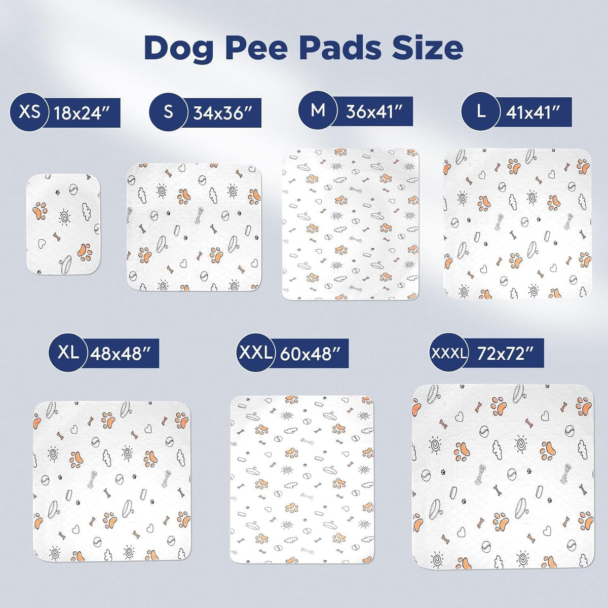 Washable Pee Pads for Dogs, Extra Large 72"x72" Super Absorbent Reusable Training Dog Pads, 100% Waterproof Non-Slip Dog Mat for Training, Whelping, Housebreaking, Incontinence, for Playpen, Crate