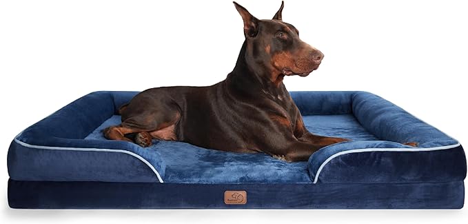 Bedsure XXL Orthopedic Dog Bed for Extra Large Dogs - Washable Giant Dog Cat Bed Waterproof, Comfort Dogs Couch Sofa with Washable Removable Cover, Pet Bed with Nonskid Bottom, Blue Navy, 52"