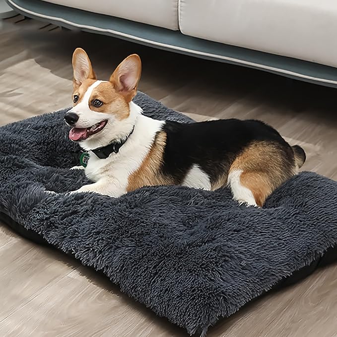 Dog Crate Mat, Dog Bed for Large Dogs, Comfy Fluffy Kennel Pad Anti-Slip for Dog beds & Furniture, Quilted Dog Bed for Pets for Medium/Small Dogs Cats (Color : Green, Size : 20x14.9)