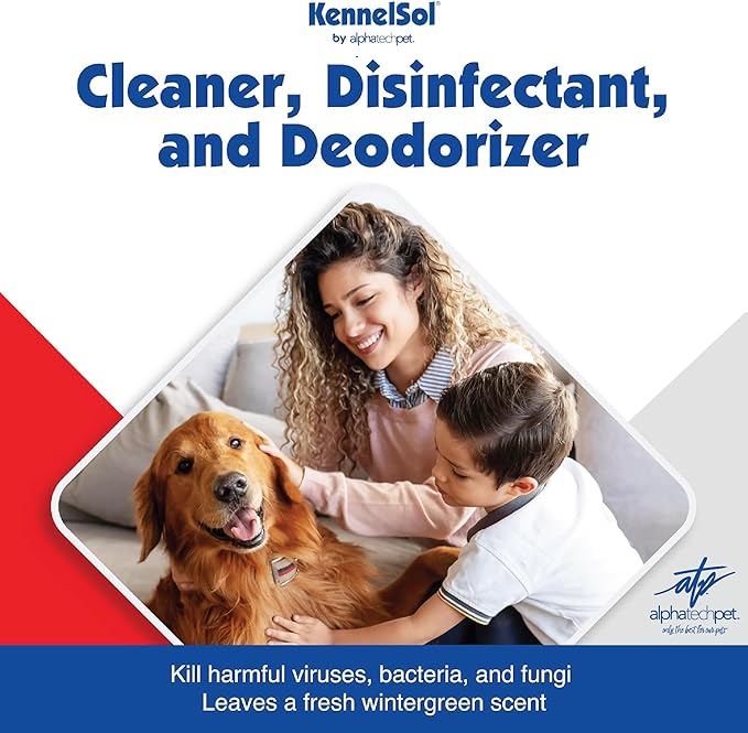 ATP KennelSol 1-Step Kennel Cleaner - 5 Gallons Liquid Disinfectant, Effective Against Bacteria and Viruses, Deodorizer Wintergreen Scent by Alpha Tech Pet