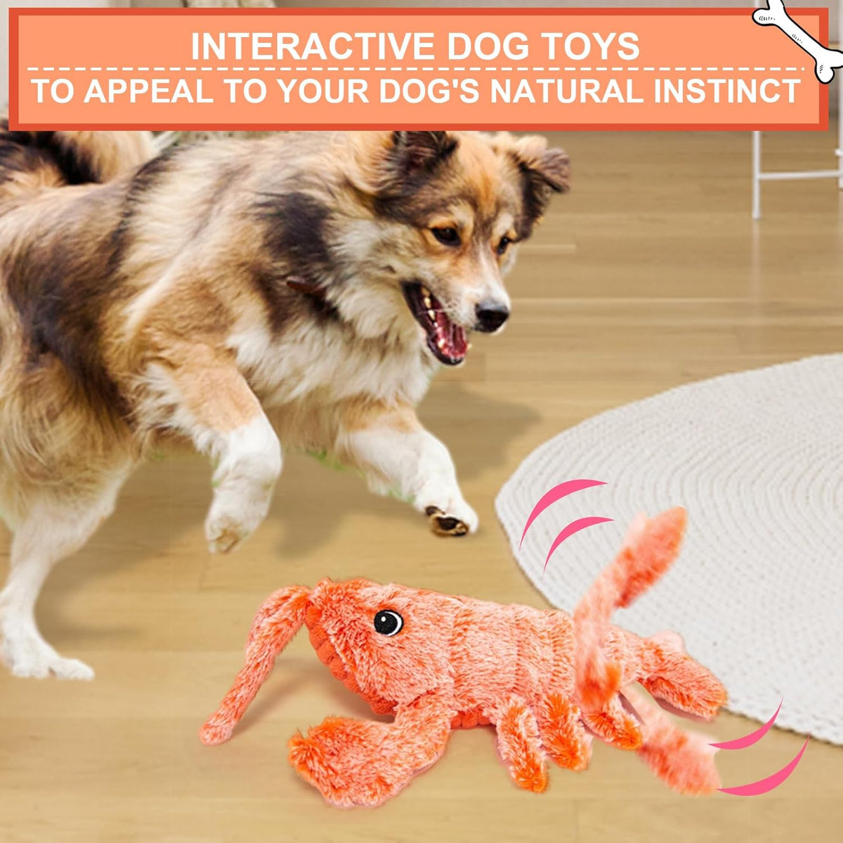 BABORUI Dog Toys, Interactive Dog Toys to Keep Them Busy, Wiggly Lobster Dog Toy for Boredom, Rechargeable Moving Dog Chew Toys for Small/Medium/Large Dogs/Puppy Toys
