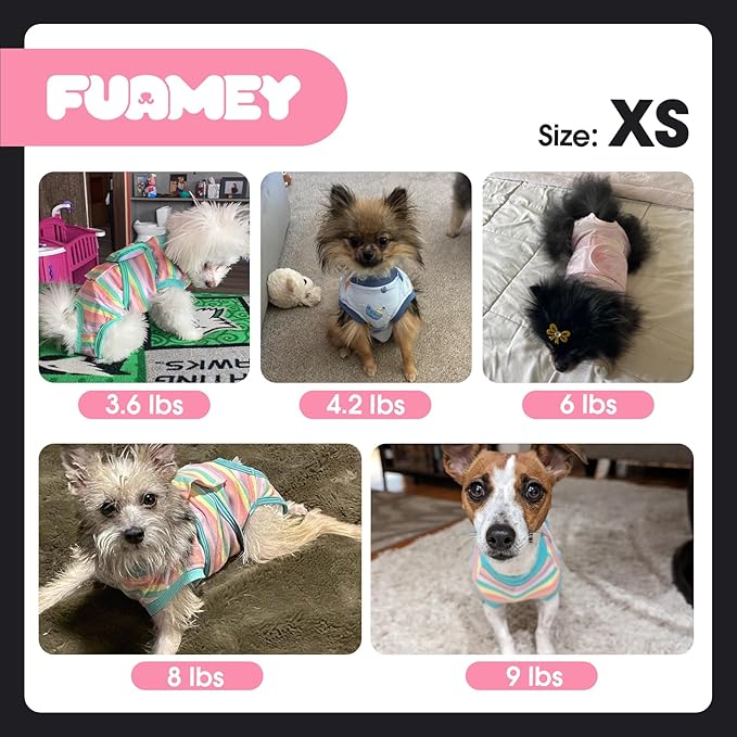 FUAMEY Recovery Suit for Dogs After Surgery,Soft Breathable Dog Bodysuit E-Collar & Cone Alternative Surgical Suit,Male Female Dog Neuter Spay Suits Anti Licking Wounds Onesie Navy Blue Strips XS