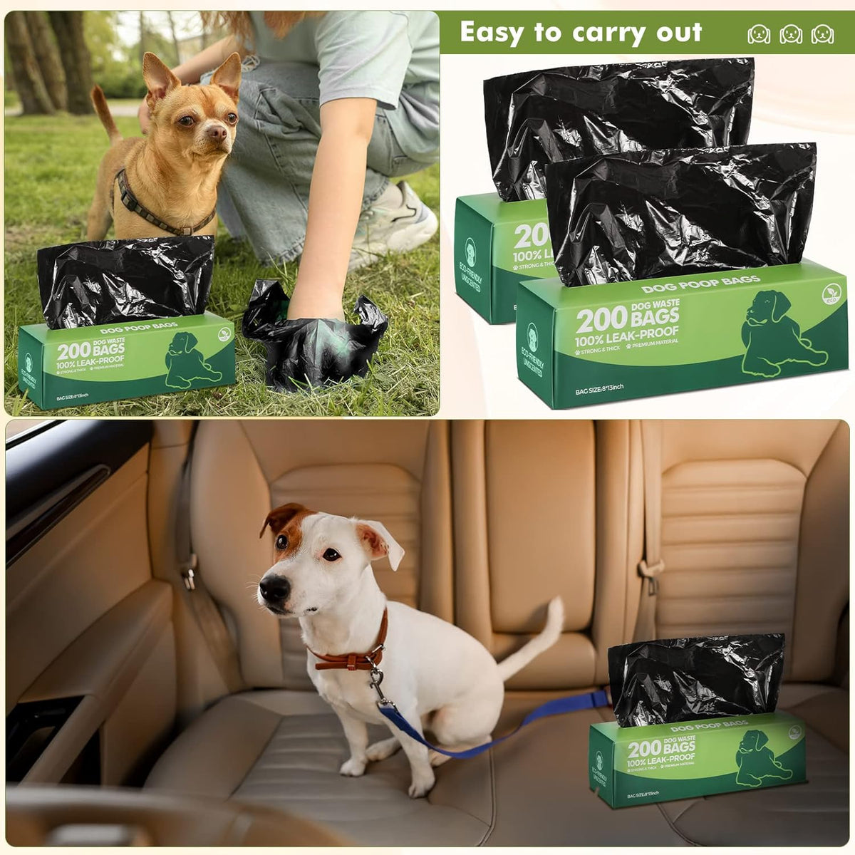Sherr 20 Boxed Rolls 4000 Counts Dog Poop Bags Bulk Leak Proof Dog Waste Bags Universal Pet Doggy Waste Poop Box for Puppy Pets Outdoor Walking and Travel, 20 Rolls of 200(Black)