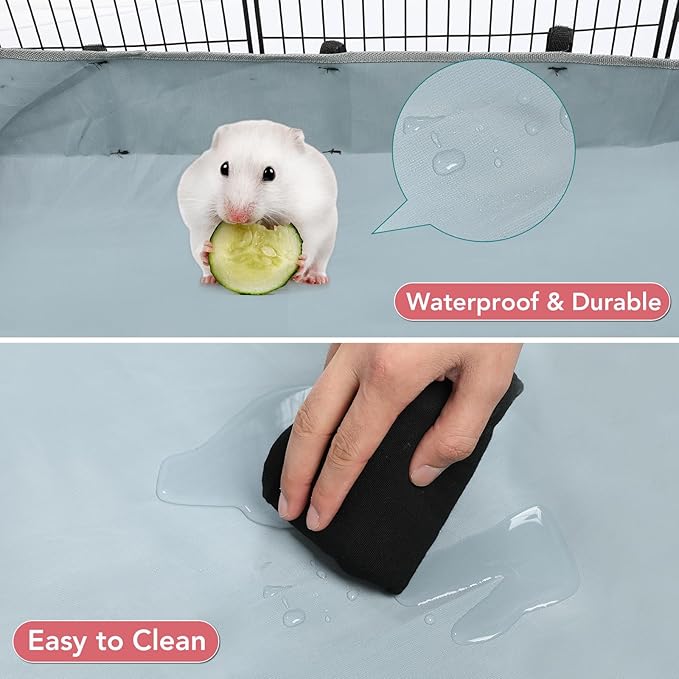 20 Panels Small Animal Playpen, 48" x 24" x 16" Pet Playpen with Waterproof Mat, C&C Cage for Guinea Pigs, Rabbit/Bunny/Baby Chicken Cage,Bunny/Puppy/Chicken Pen Indoor Outdoor Portable Metal Fence