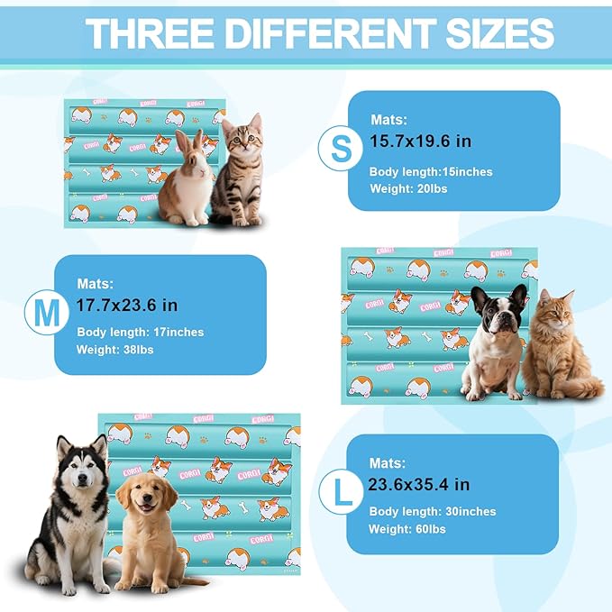 Dog Cooling Mat, Cooling Mat for Dogs & Cat, Provides Instant Relief for Small, Medium, Large Dogs, Washable, Non-Slip Design, Perfect for Hot Summer Days to Keep Pets Comfortable(Small 20''*16'')