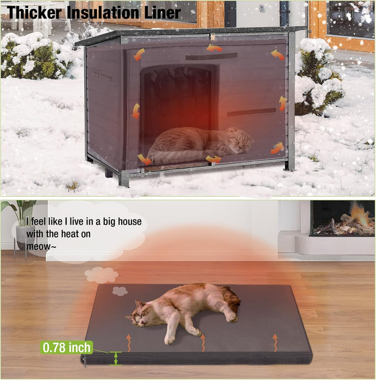 GUTINNEEN Dog House Insulated Outdoor Dog Kennel with Liner for Winter