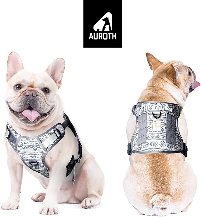 AUROTH Tactical Dog Harness for Large Dogs No Pull Adjustable Pet Harness Reflective K22 Working Training Easy Control Pet Vest Military Service Dog Harnesses