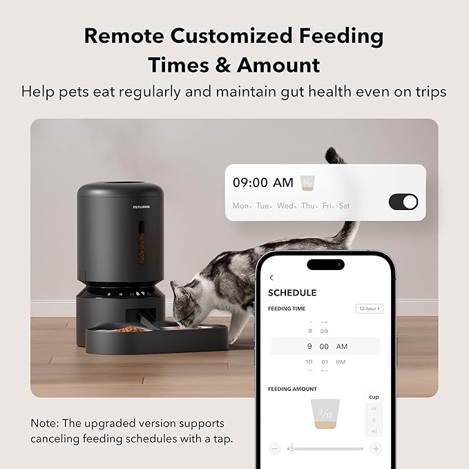 PETLIBRO Automatic Cat Feeder for 2 Cats, 5G&2.4G WiFi Pet Feeders, 5L Programmable Cat Food Dispenser with Airtight Lock-Fresh Technology, Dual Stainless Steel Bowls, Low Food Sensor