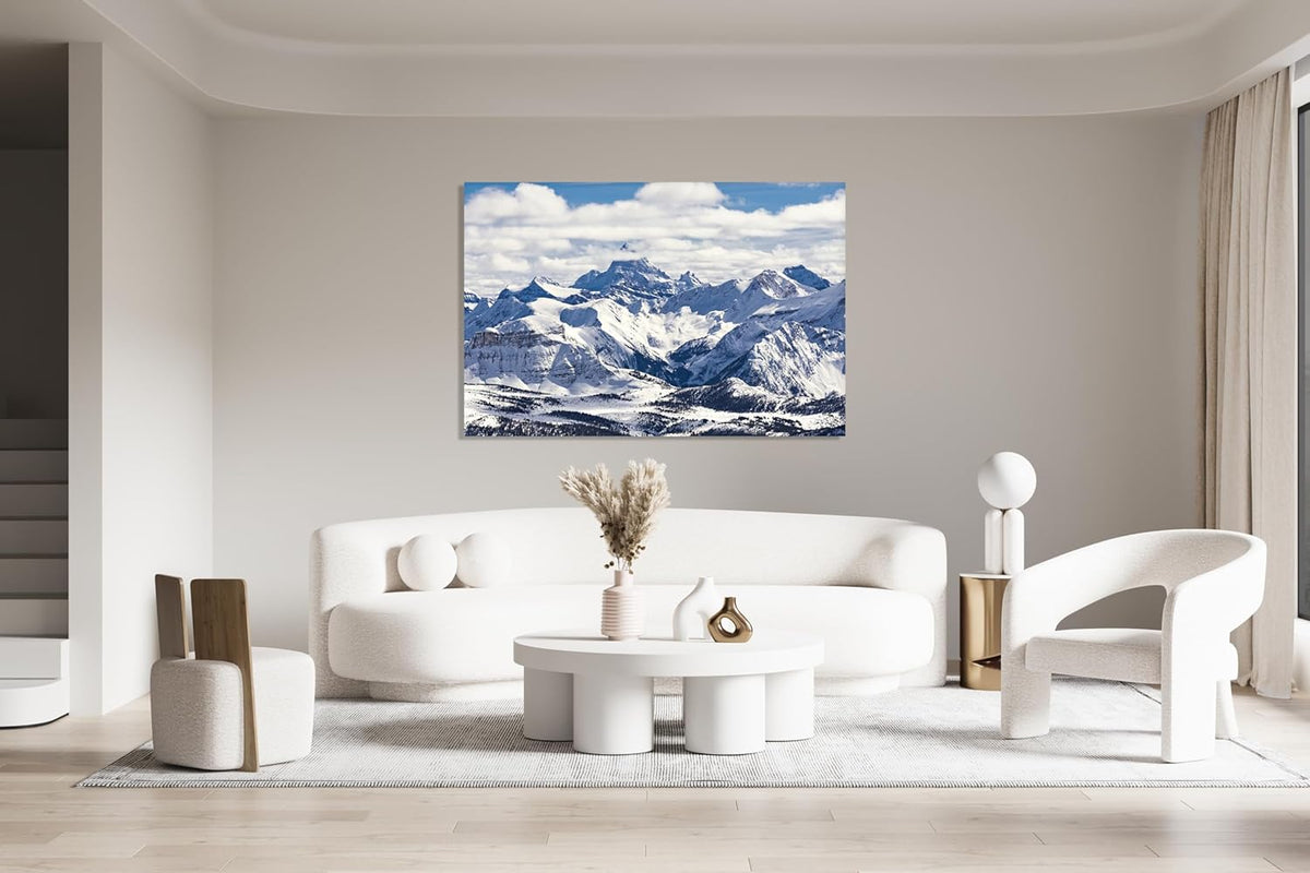 Nature Wall Art Prints - Ocean Forest Mountain Lake Canvas Landscapes - Small to Extra Large Living Room Bedroom Kitchen Bathroom Décor (Snowy Mountains Landscape, 24L" x 36W")