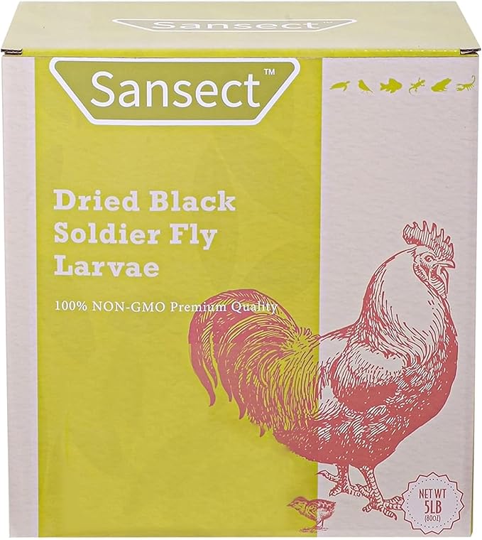 5LB Dried Black Soldier Fly Larvae, 100% Natural Non-GMO Chicken Feed, More Calcium Than Dried Mealworms, High Protein Chickens Treats for Laying Hen, Wild Birds, Ducks