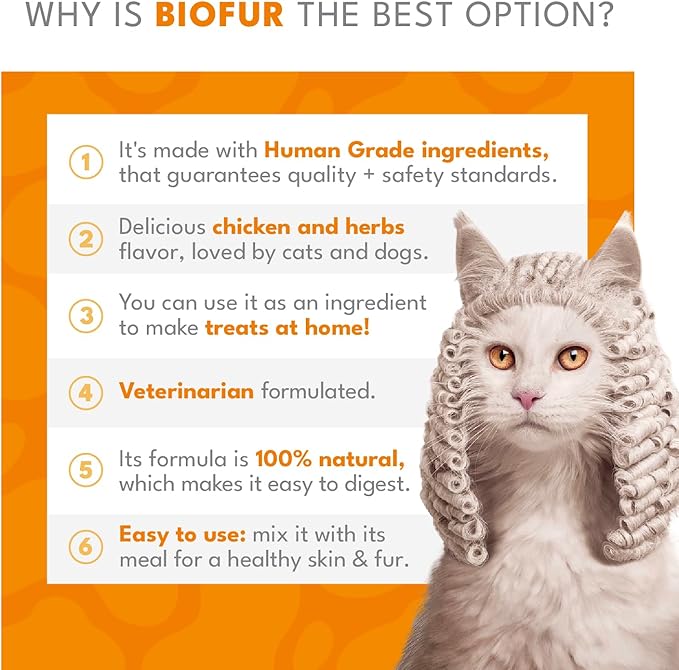 BIOFUR: Omega 3 Supplement for Cats & Dogs - Puppy Essentials & Dog Allergy Relief - Vitamins, Minerals for Feline & Canine Skin, Coat Health, Nutrition, Well-Being, Orange