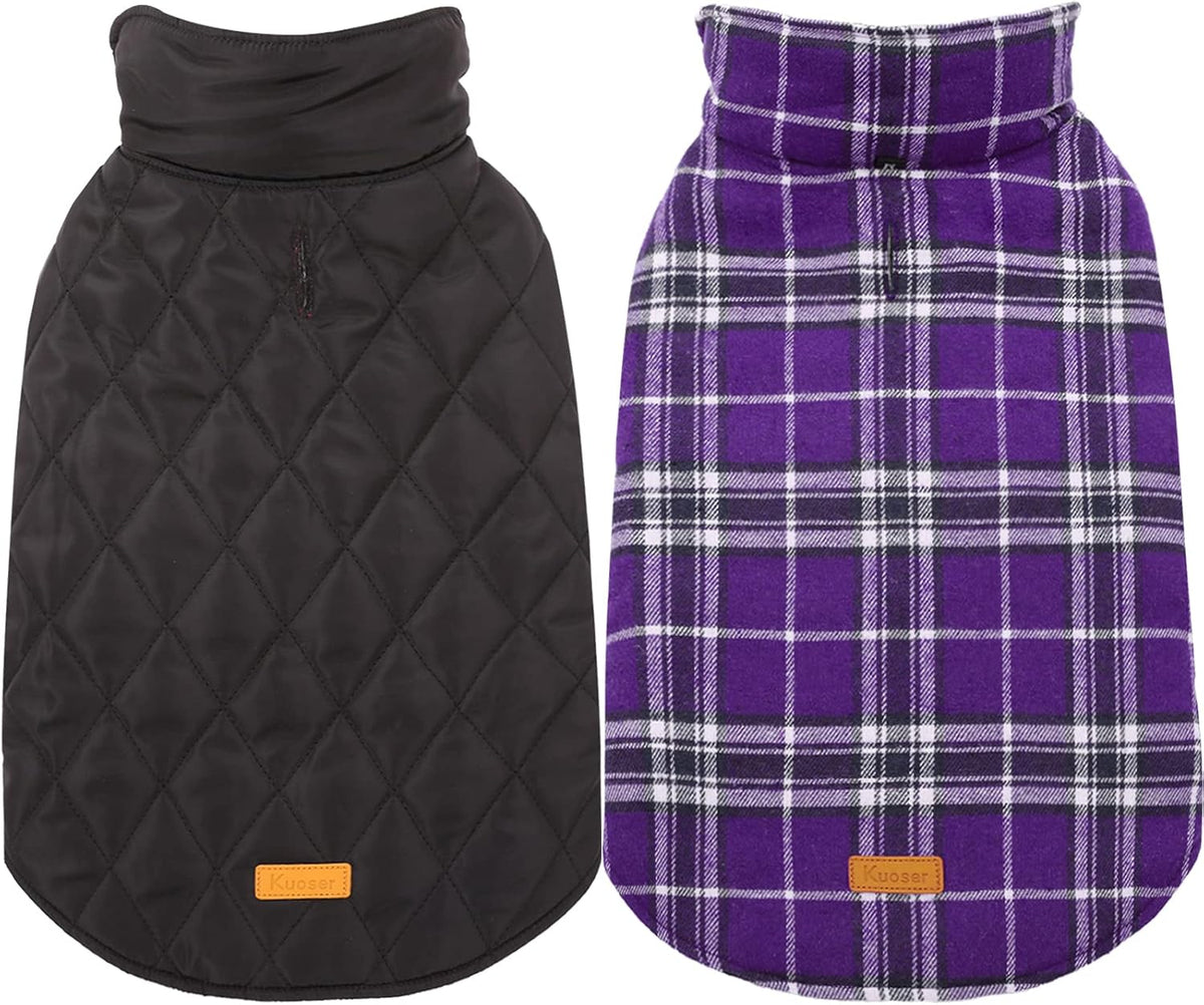 Kuoser Warm Dog Coat, Waterproof Dog Jacket for Extra Large Dogs, Adjustable Durable XXXL Doggie Winter Coat Reversible Puppy Cold Weather Apparel for Large Breed, Purple 3XL