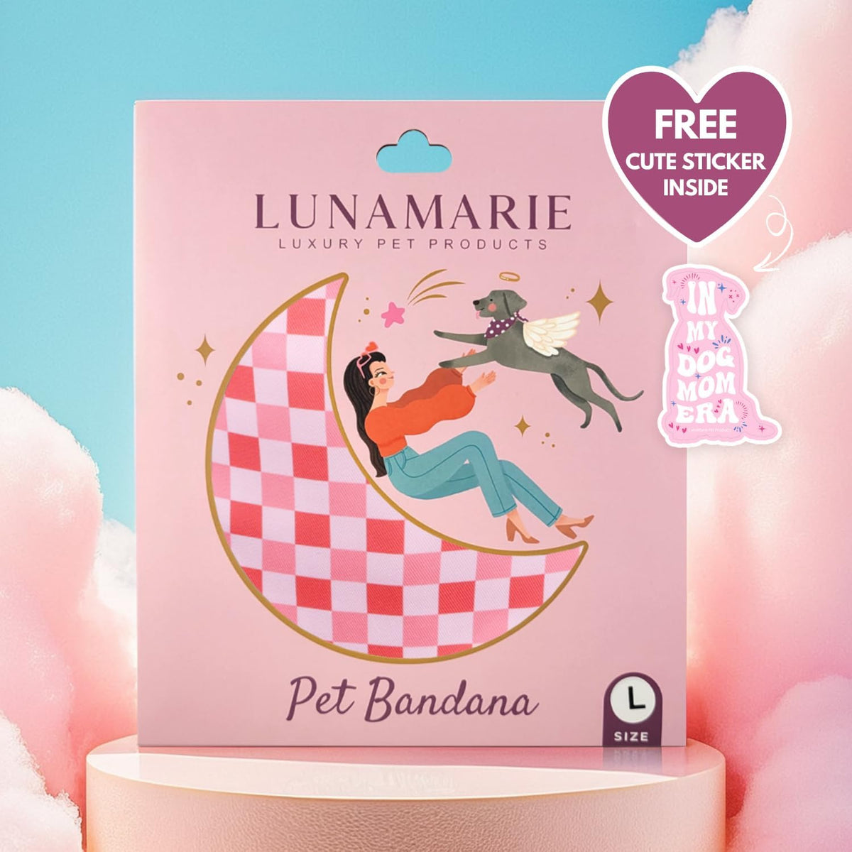 LunaMarie - Luxury Pet Birthday Bandanas -Premium & Silky Poly Fabric | 100% Handmade | Custom Shape Dual Layered (Rebel, Small)
