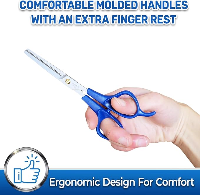 PET MAGASIN Dog Grooming Scissors Straight Thinning Blue Stainless Steel Professional Grooming Shears for Dogs and Pets