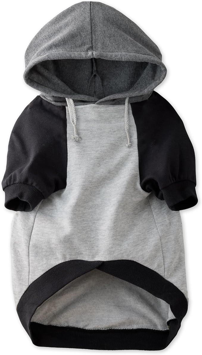 Rocky – The Orginal Lightweight Hooded TEE 100% Organic Cotton Dog Hoodie Pet Coat Sweater for Small, Medium, Large Dogs, Heather Gray Color Block, X-Large