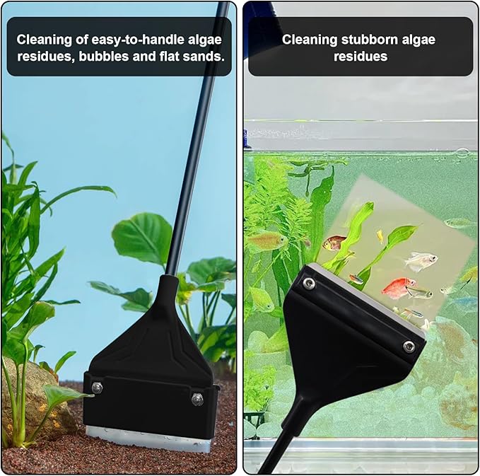 Algae Scraper for Glass Aquariums 24.4" Fish Tank Scraper with 10 Replaceable Blades Aquarium Glass Scraper Adjustable Length Aquarium Cleaning Tools Kit for Glass Aquarium Fish Tank