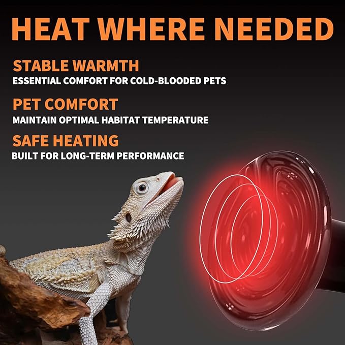 75W Reptile Heat Lamp(2 Packs)-Ceramic Heat Emitter for Reptiles Amphibian Pet Brooders Chicken Incubation, and Terrariums Turtle Lizard Bearded Dragon Snake E26